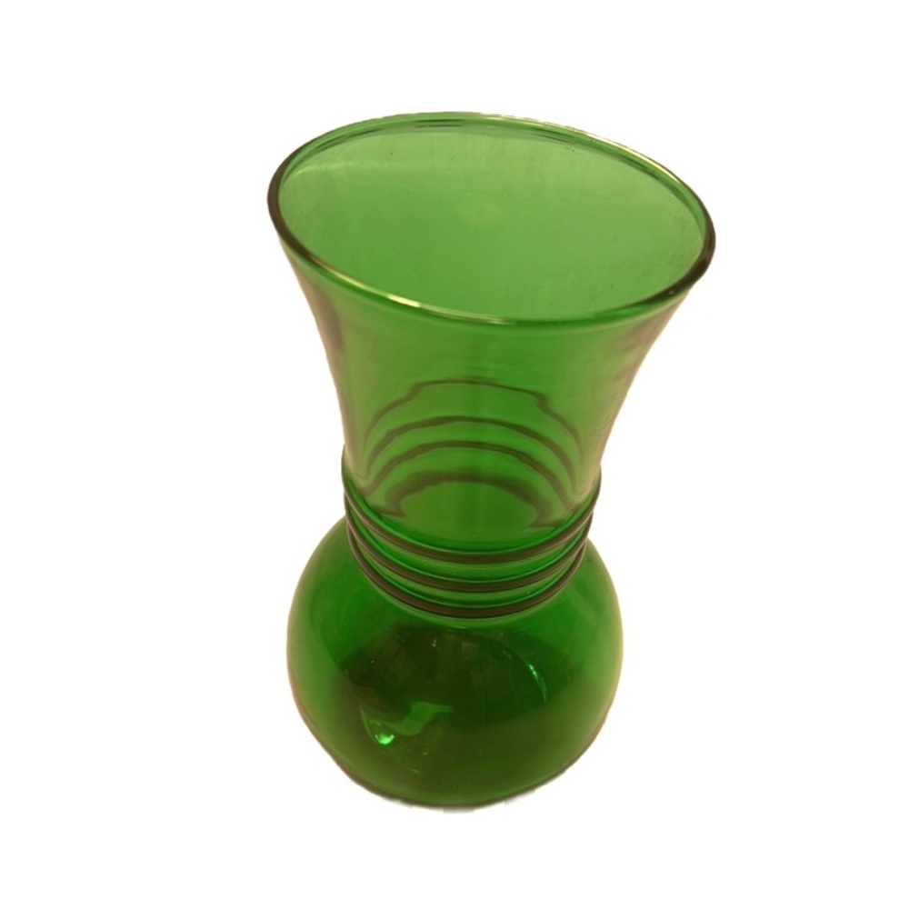 Anchor Hocking green glass Mid century vase